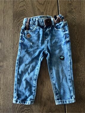 MNG Baby Blue Denim Jogger Jeans with Patch Details